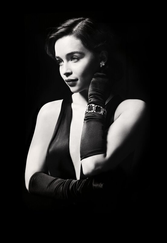 woman in black dress and gloves