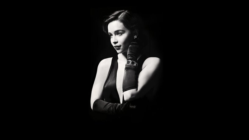 woman in black dress and gloves
