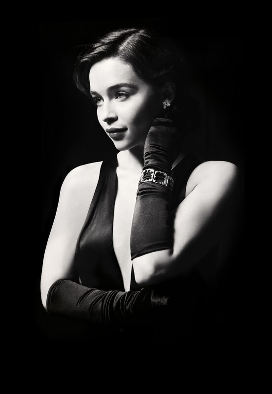 woman in black dress and gloves