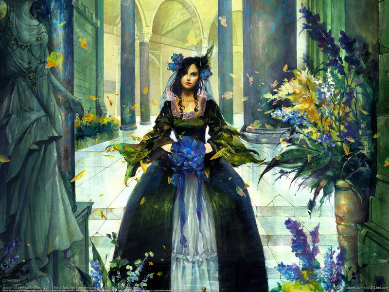 Woman in Black Dress — Blue, Dramatic, Afternoon, Digital Art