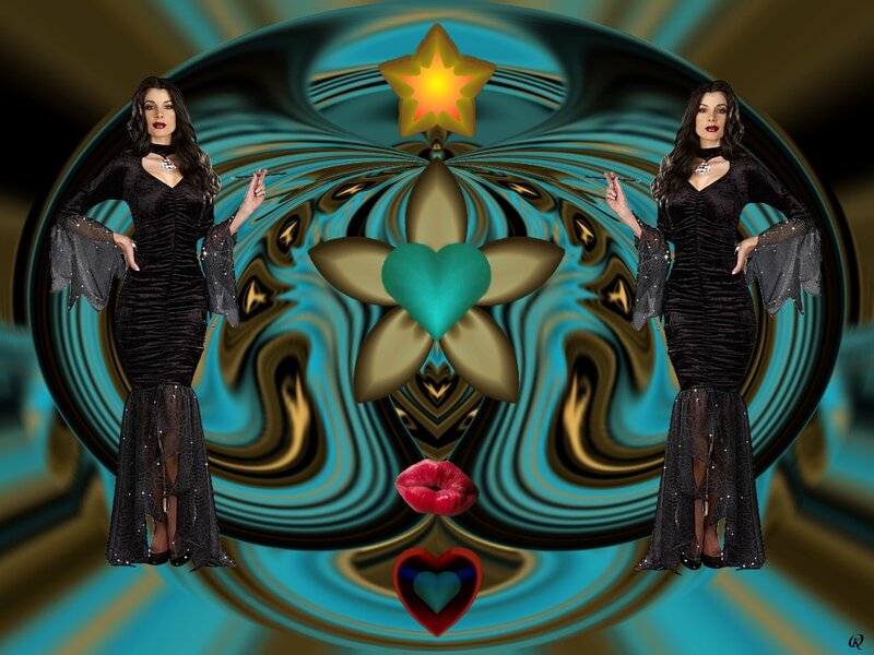 Woman in Black Dress — Blue, Dramatic, Digital Art, Star