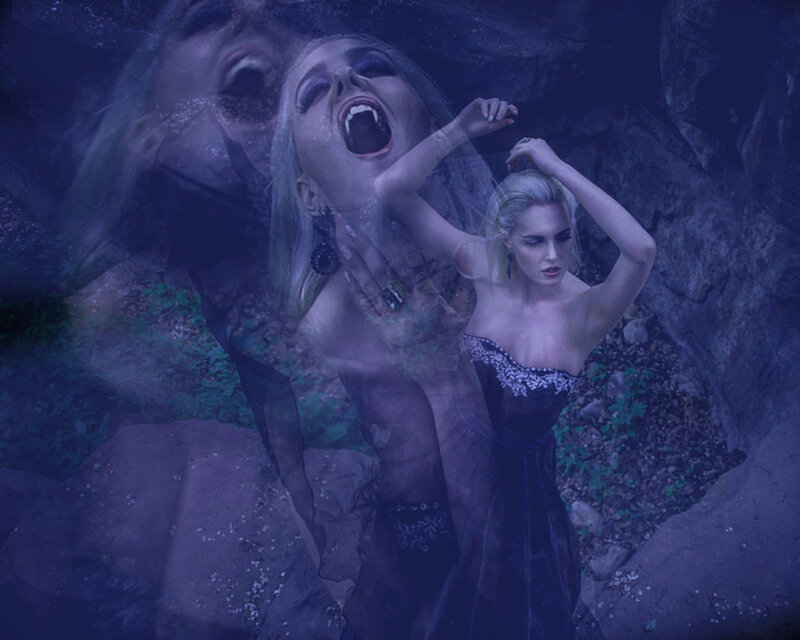 Woman in Black Dress — Blue, Dramatic, Eerie
