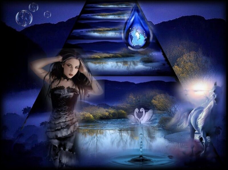 Woman in Black Dress — Blue, Dreamy, Night