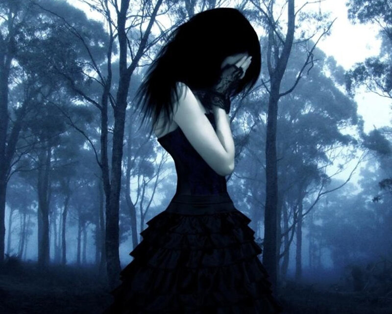 Woman in Black Dress — Blue, Melancholic, Night