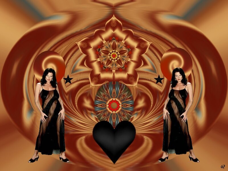 Woman in Black Dress — Brown, Dramatic, Digital Art, Heart