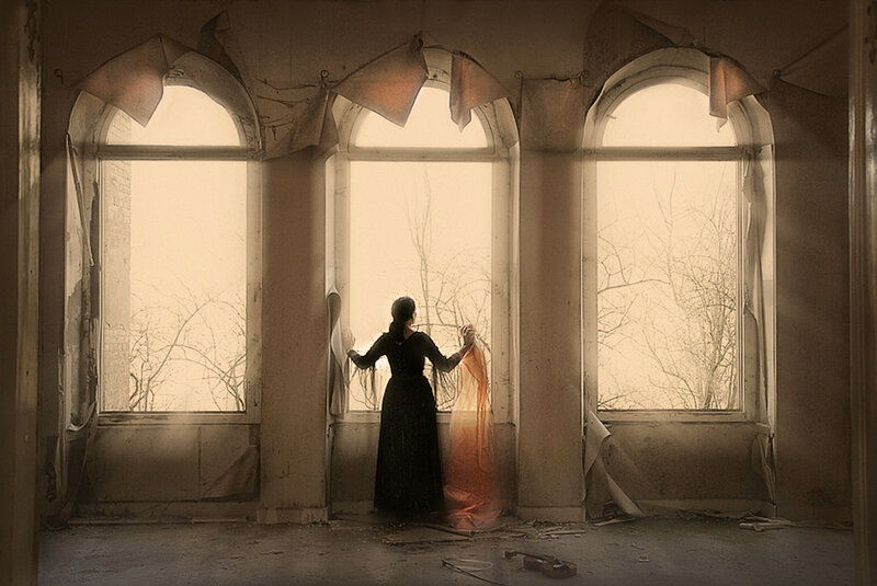 Woman in Black Dress — Brown, Dramatic, Winter