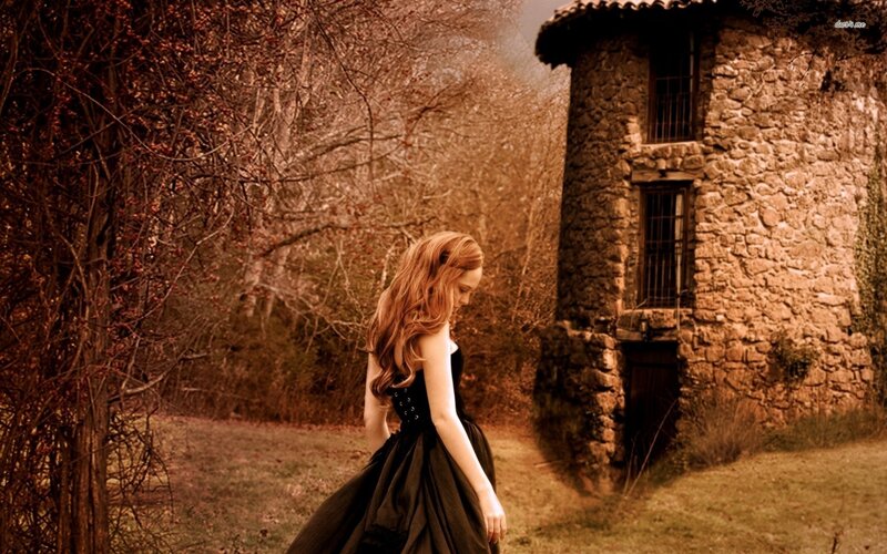 Woman in Black Dress — Brown, Melancholic