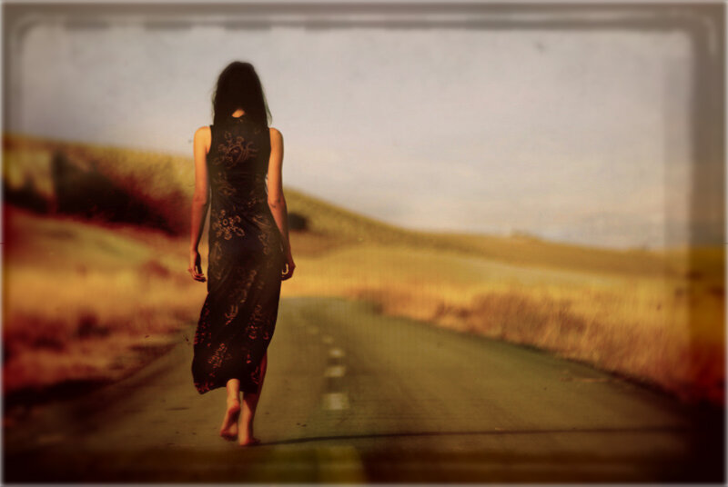 Woman in Black Dress — Brown, Solitary