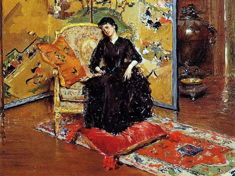 Woman in Black Dress — Calm, Painting