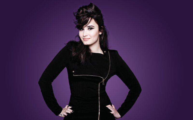 Woman in Black Dress — Confident, Photograph, Zipper, Purple Background