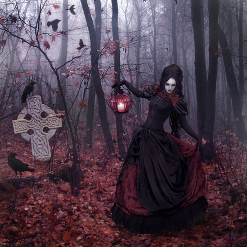 Woman in Black Dress — Dark, Autumn