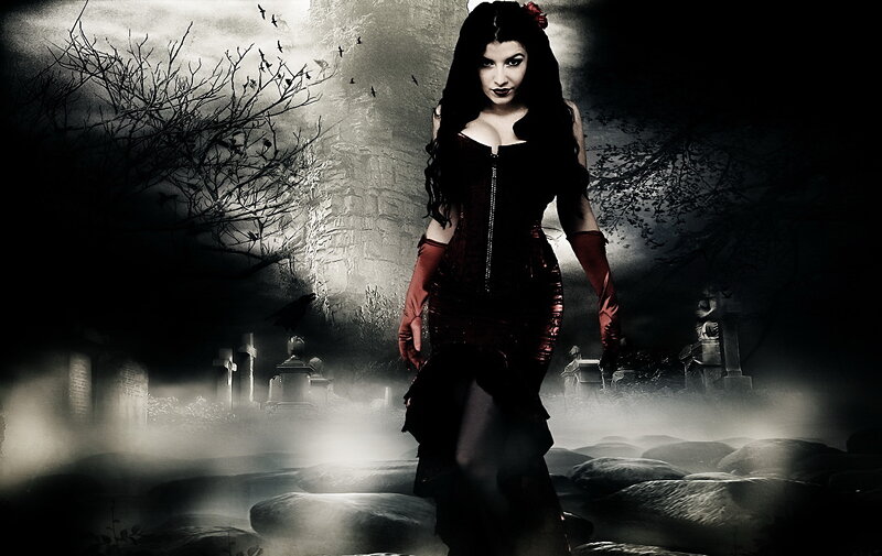 Woman in Black Dress — Dark, Dramatic, Night