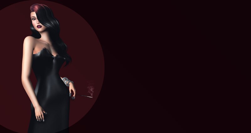 Woman in Black Dress — Dramatic, 3d Render, Cigarette