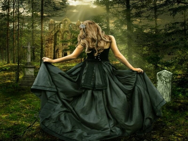 Woman in Black Dress — Dramatic, Afternoon, Digital Art