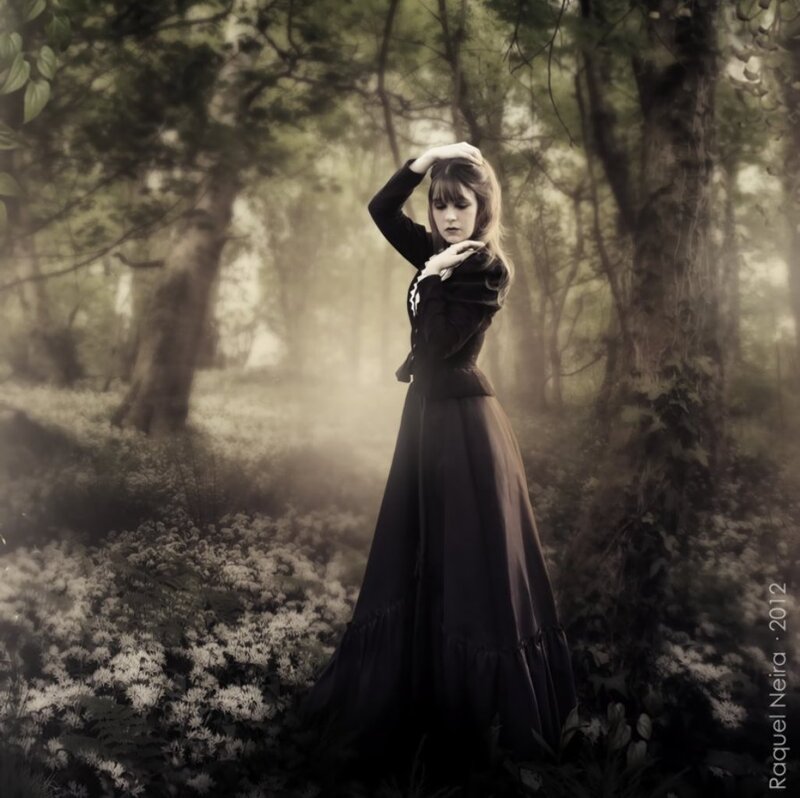 Woman in Black Dress — Dramatic, Afternoon, Photograph, Forest, Trees