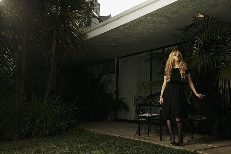 Woman in Black Dress — Dramatic, Afternoon, Photograph, Palm Trees