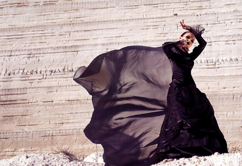 Woman in Black Dress — Dramatic, Afternoon, Photograph, Wall