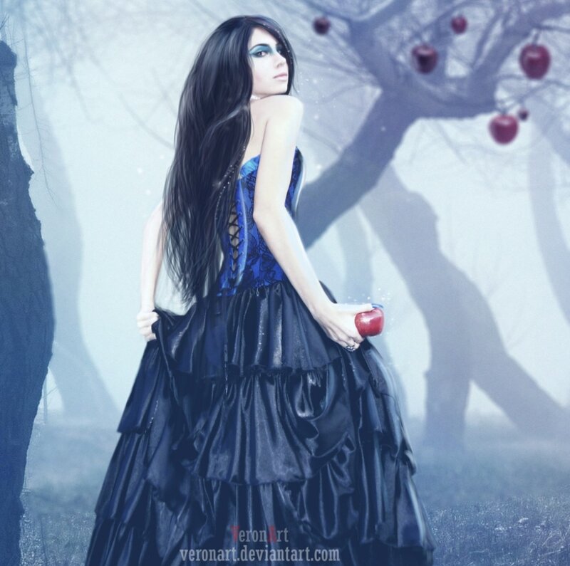 Woman in Black Dress — Dramatic, Digital Art, Apple