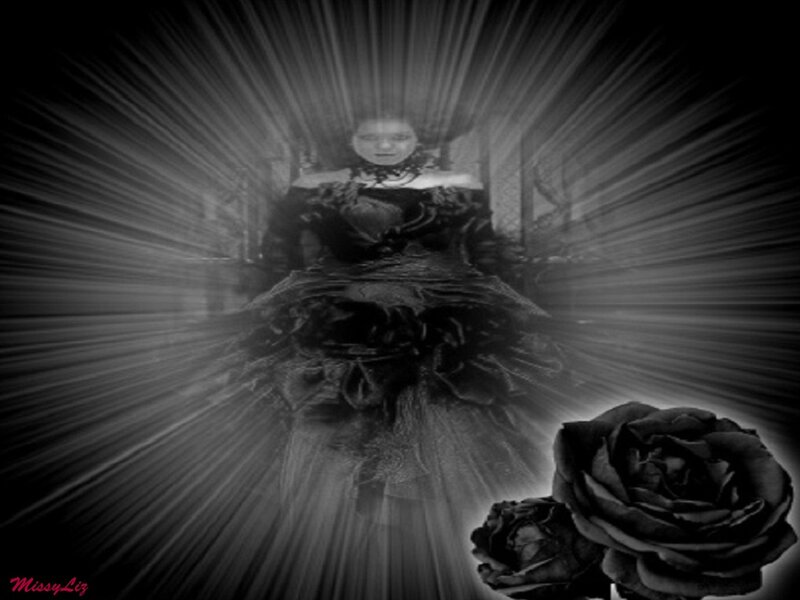 Woman in Black Dress — Dramatic, Digital Art, Black Roses