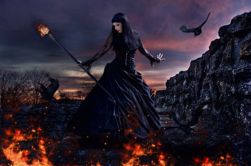 Woman in Black Dress — Dramatic, Dusk