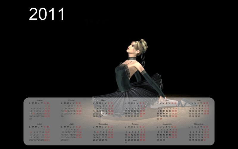 Woman in Black Dress — Dramatic, Night, 3d Render, Calendar