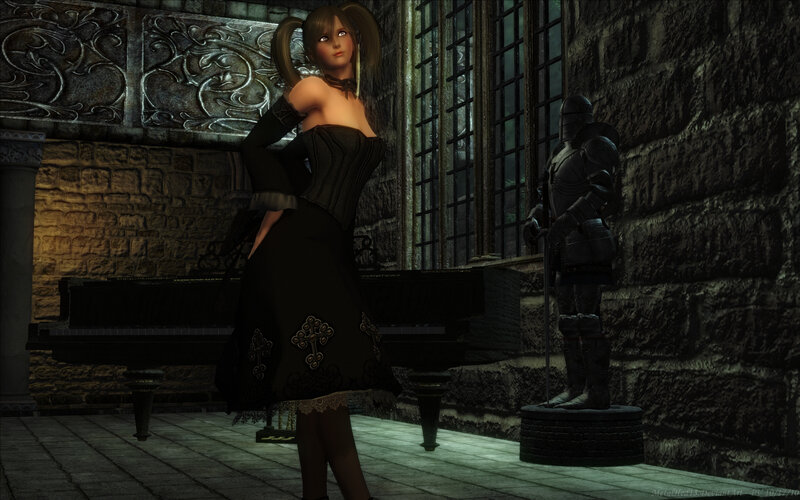 Woman in Black Dress — Dramatic, Night, 3d Render