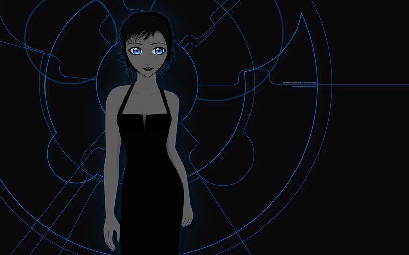Woman in Black Dress — Dramatic, Night, Digital Art, Blue Eyes