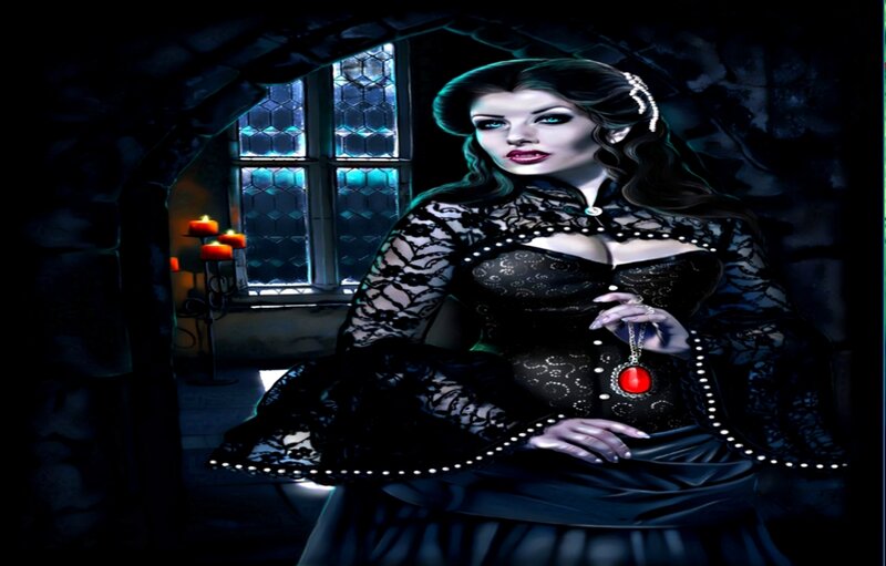 Woman in Black Dress — Dramatic, Night, Digital Art, Candle, Window