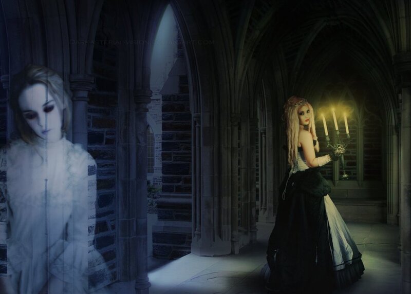 Woman in Black Dress — Dramatic, Night, Digital Art, Ghost