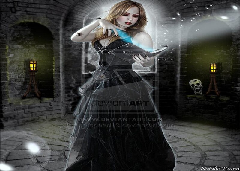 Woman in Black Dress — Dramatic, Night, Digital Art, Skull