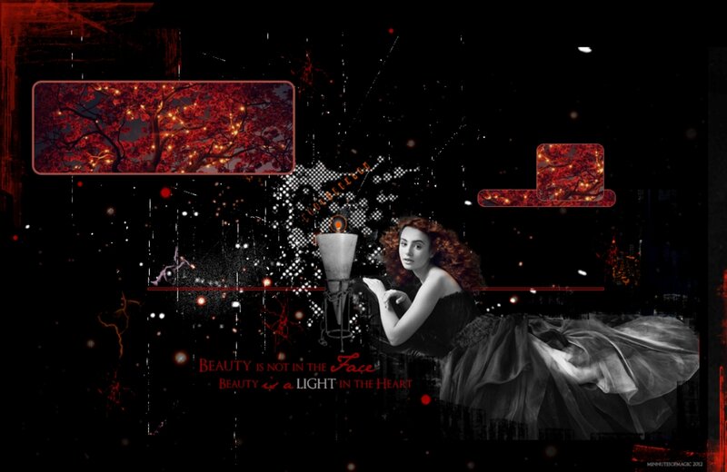 Woman in Black Dress — Dramatic, Night, Digital Art, Tree with Lights