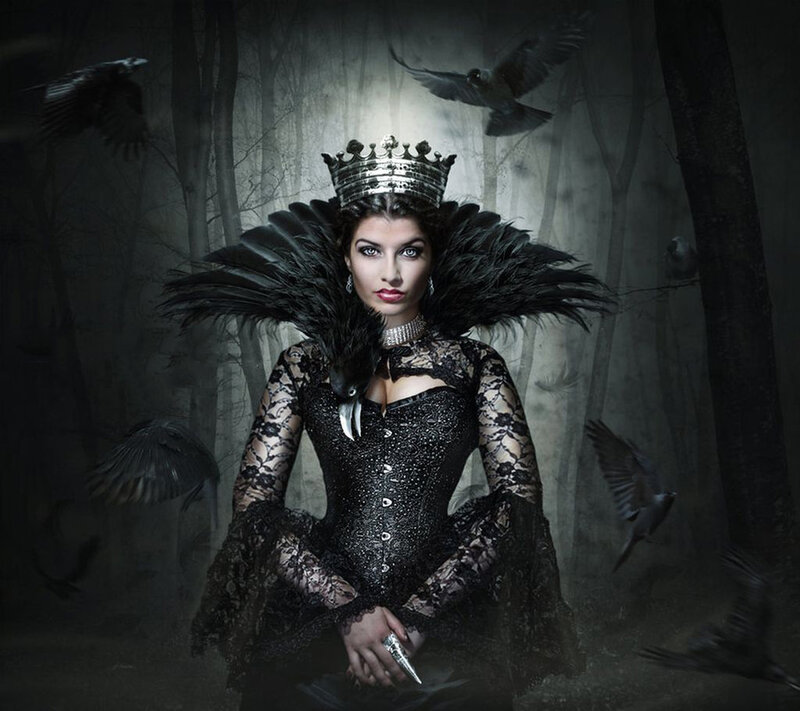 Woman in Black Dress — Dramatic, Night, Photograph, Crown