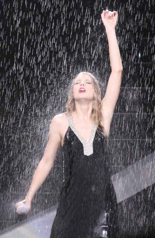 Woman in Black Dress — Dramatic, Night, Photograph, Rain, Microphone