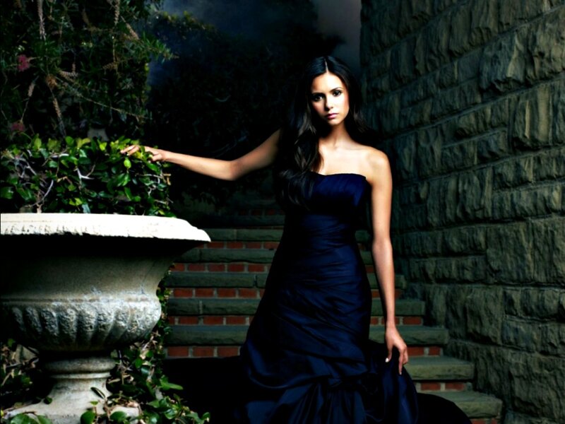 Woman in Black Dress — Dramatic, Night, Photograph, Stone Wall