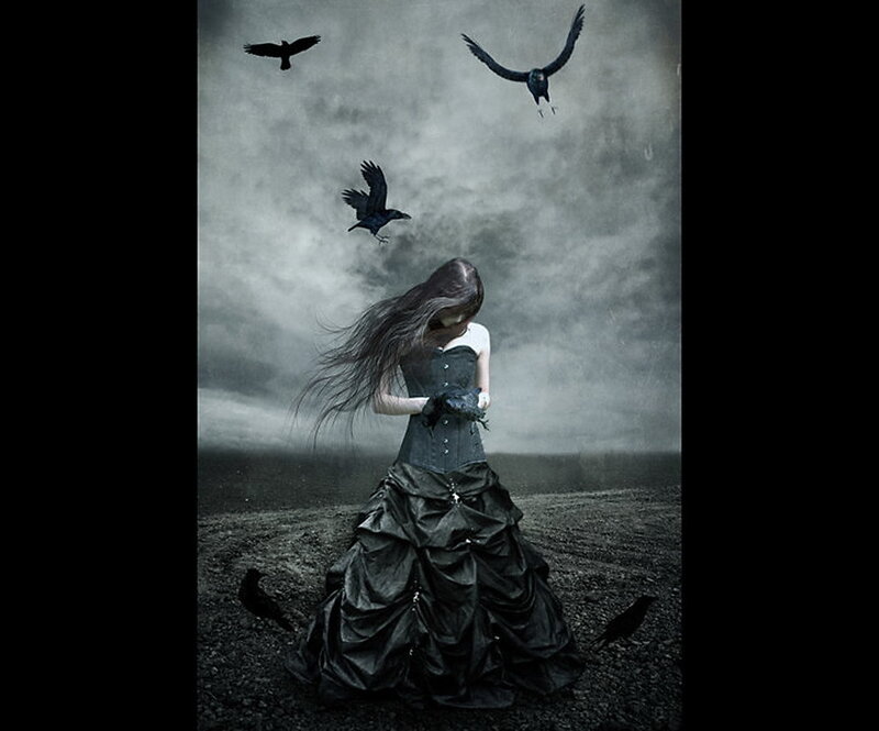 Woman in Black Dress — Dramatic, Overcast
