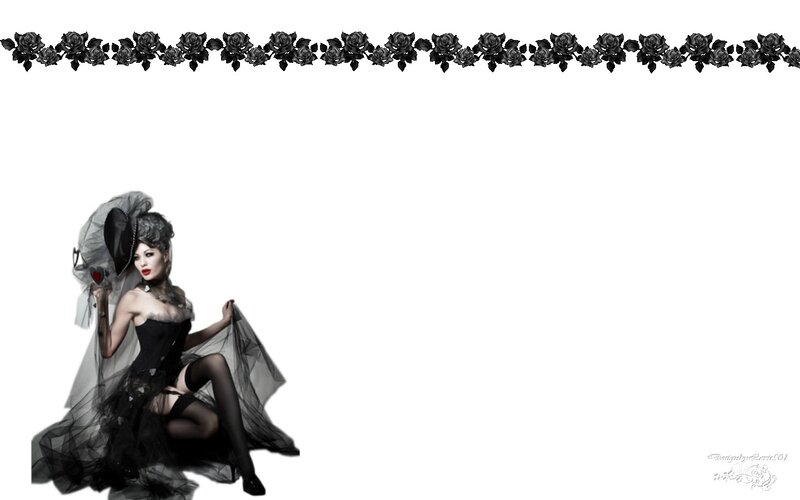 Woman in Black Dress — Dramatic, Photograph, Black Roses