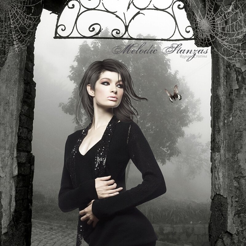 Woman in Black Dress — Dramatic, Photograph, Butterfly