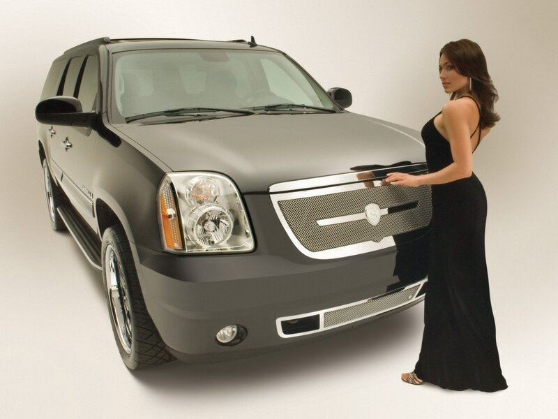 Woman in Black Dress — Dramatic, Photograph, Car, Suv, Gray