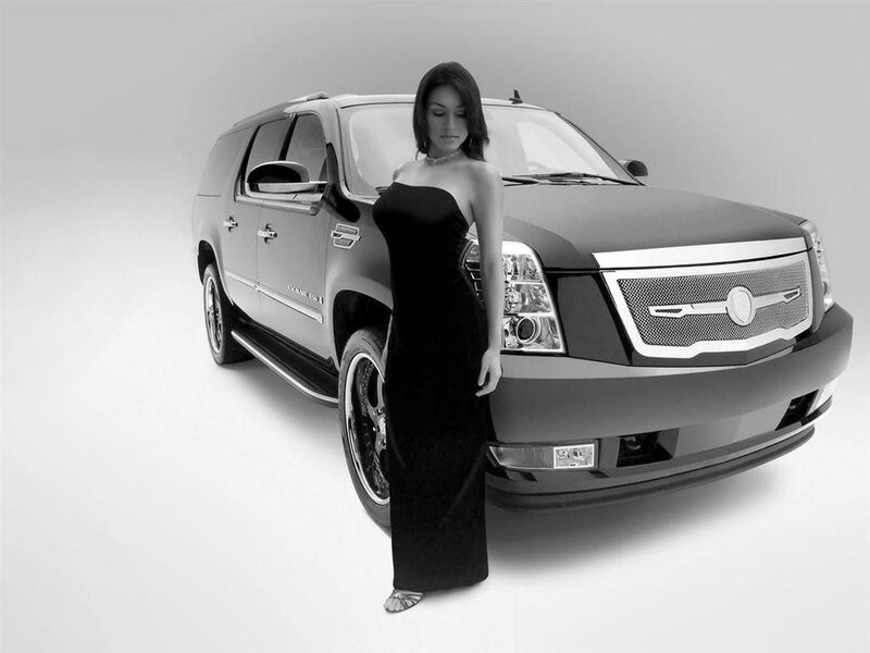 Woman in Black Dress — Dramatic, Photograph, Car, Suv