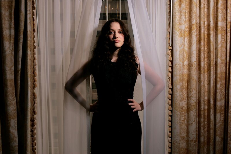 Woman in Black Dress — Dramatic, Photograph, Curtains, Window