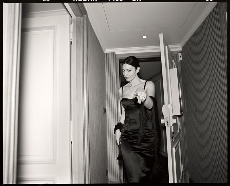 Woman in Black Dress — Dramatic, Photograph, Door