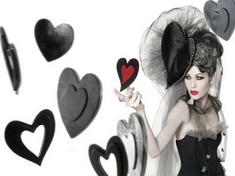 Woman in Black Dress — Dramatic, Photograph, Hearts