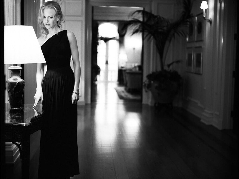 Woman in Black Dress — Dramatic, Photograph, Lamp, Hallway