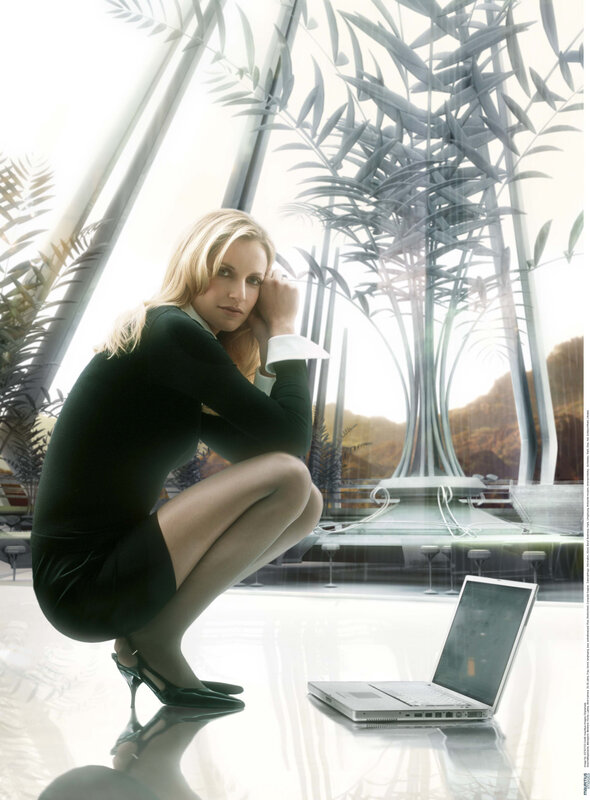 Woman in Black Dress — Dramatic, Photograph, Laptop