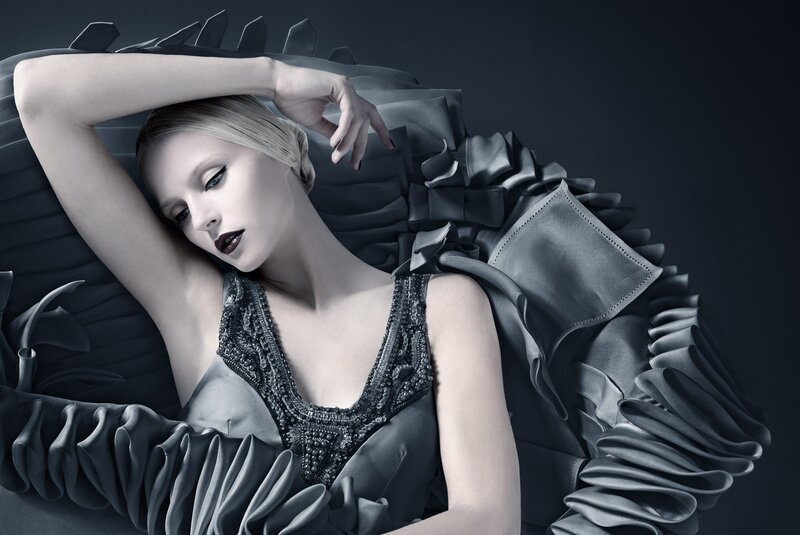 Woman in Black Dress — Dramatic, Photograph, Makeup, Arm