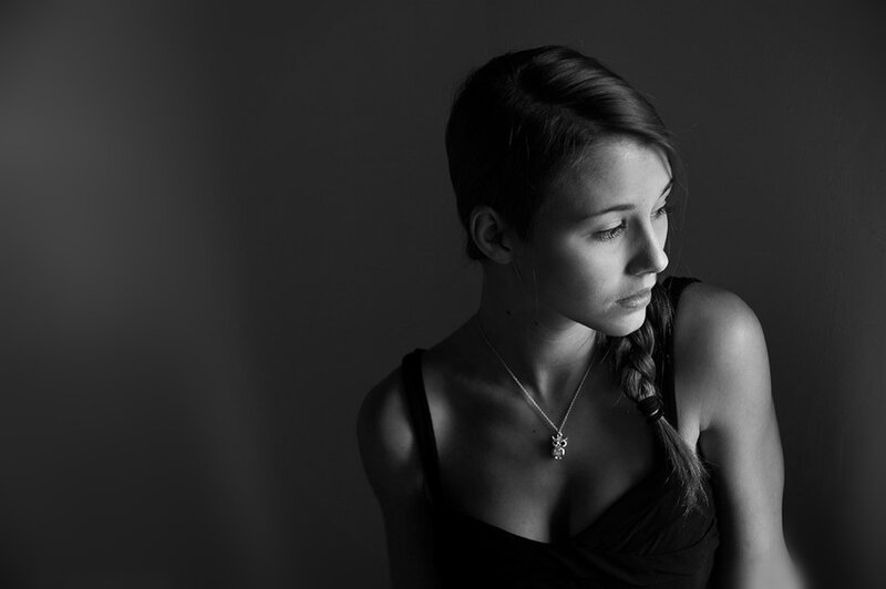 Woman in Black Dress — Dramatic, Photograph, Necklace, Braid