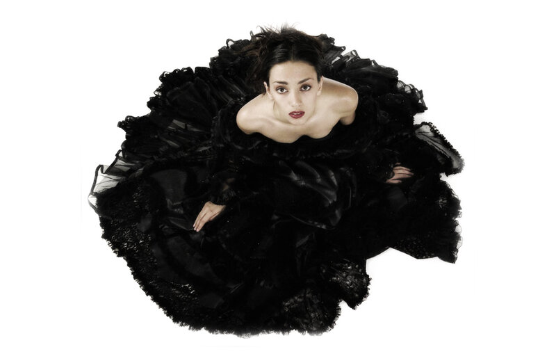 Woman in Black Dress — Dramatic, Photograph, Red Lipstick
