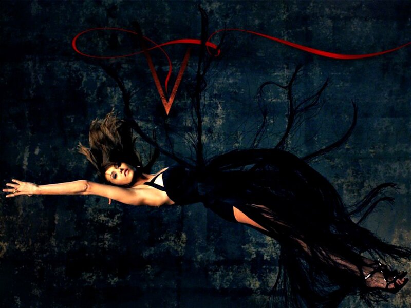 Woman in Black Dress — Dramatic, Photograph, Red Ribbon