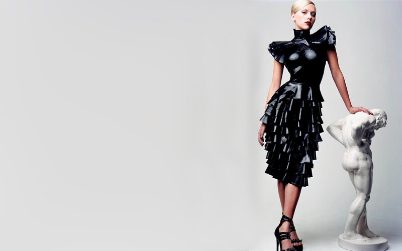 Woman in Black Dress — Dramatic, Photograph, Sculpture, Heels