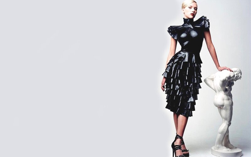 Woman in Black Dress — Dramatic, Photograph, Sculpture